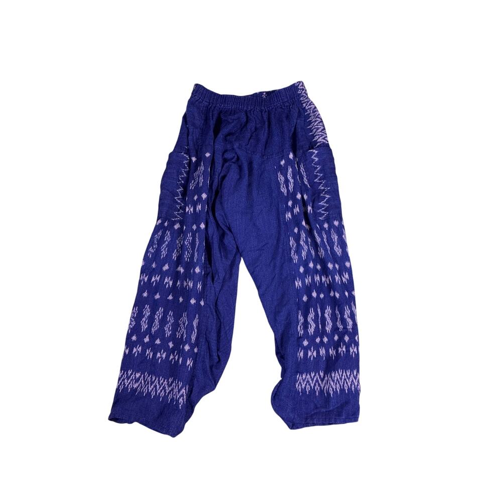Womens XS Baggy Parachute Pants Woven Cotton Boho Tribal Western Navy Blue